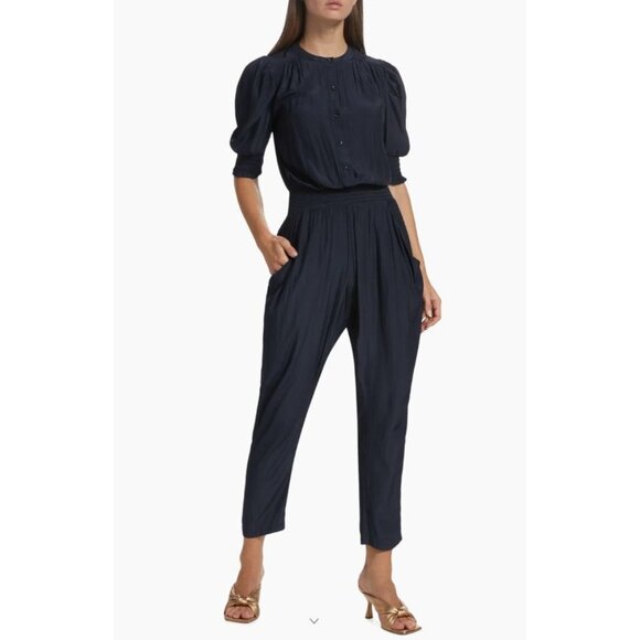 Ramy Brook Women's Black Tracey Button-Front Crop Jumpsuit Size XL 2565 - Picture 2 of 15